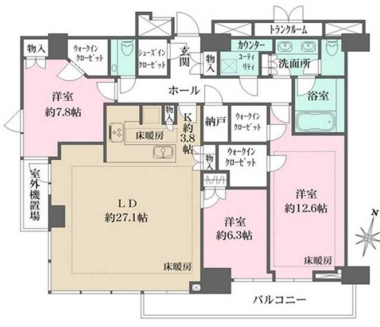 パークコート千代田一番町　1102号室　間取り