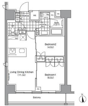 パークハビオ秋葉原エスト　1201号室　間取り