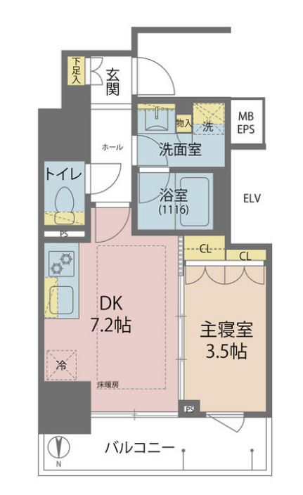 サンウッドフラッツ神田神保町　11F号室　間取り