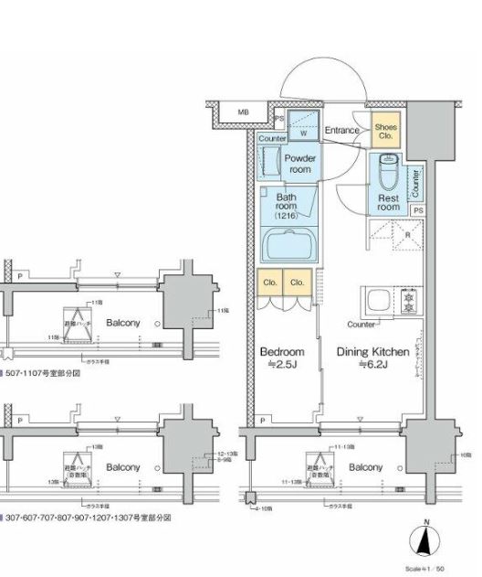 プラウドフラット亀戸ステーションプレイス　907号室　間取り