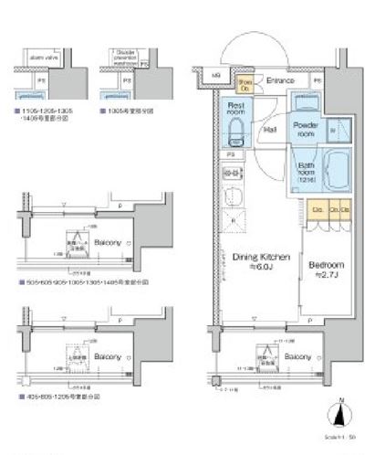 プラウドフラット亀戸ステーションプレイス　1105号室　間取り
