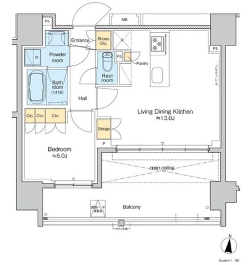 プラウドフラット亀戸ステーションプレイス　1407号室　間取り
