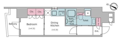 クロスレジデンス日本橋本町　1002号室　間取り