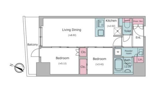 クロスレジデンス日本橋本町　1501号室　間取り