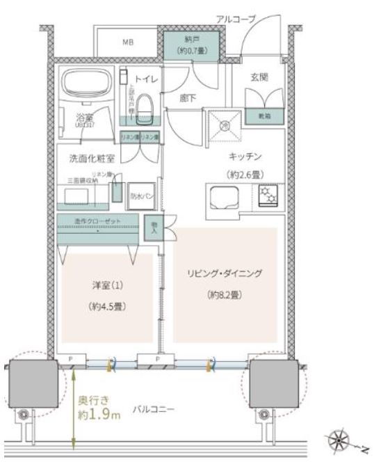 プラウドタワー目黒MARC　1208号室　間取り