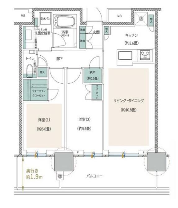 プラウドタワー目黒MARC　1803号室　間取り