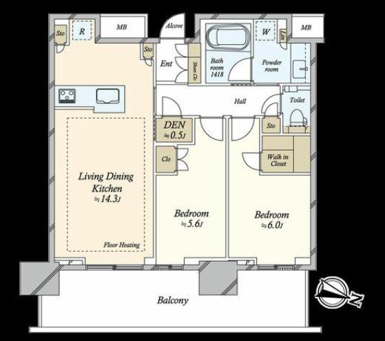 プラウドタワー目黒MARC　2907号室　間取り