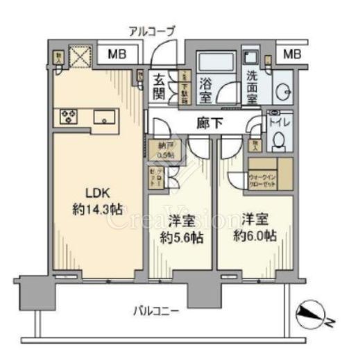 プラウドタワー目黒MARC　17F5号室　間取り