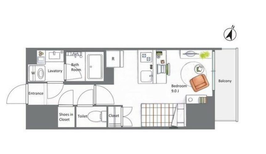 AIFLAT若松河田　1203号室　間取り