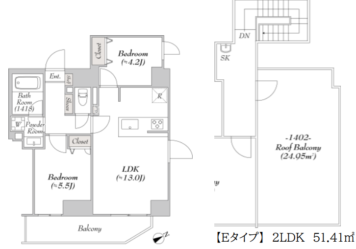 リテラス浅草橋イースト　1402号室　間取り