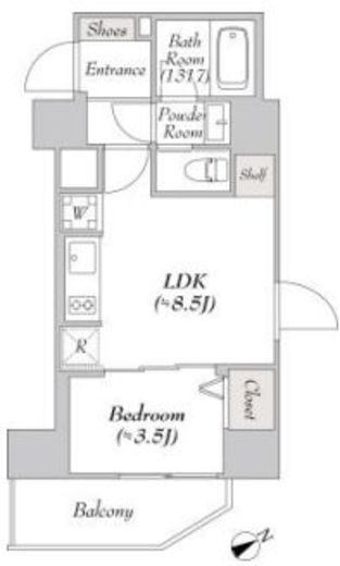リテラス浅草橋イースト　1003号室　間取り