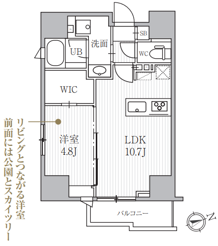 シーズンフラッツ蔵前パークフロント　1303号室　間取り