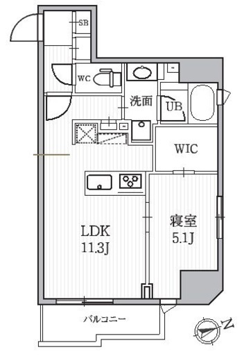 シーズンフラッツ蔵前パークフロント　1202号室　間取り