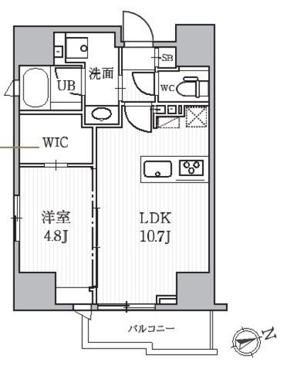 シーズンフラッツ蔵前パークフロント　1203号室　間取り