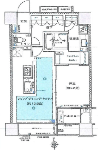 ライオンズクオーレ東京八丁堀　3F1号室　間取り