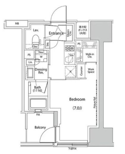 ザ・パークハビオ人形町レジデンス　1008号室　間取り