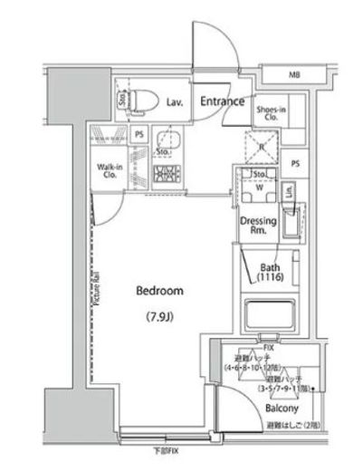 ザ・パークハビオ人形町レジデンス　607号室　間取り