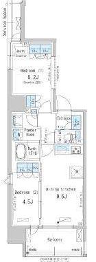 パークアクシス新御徒町イースト　1003号室　間取り