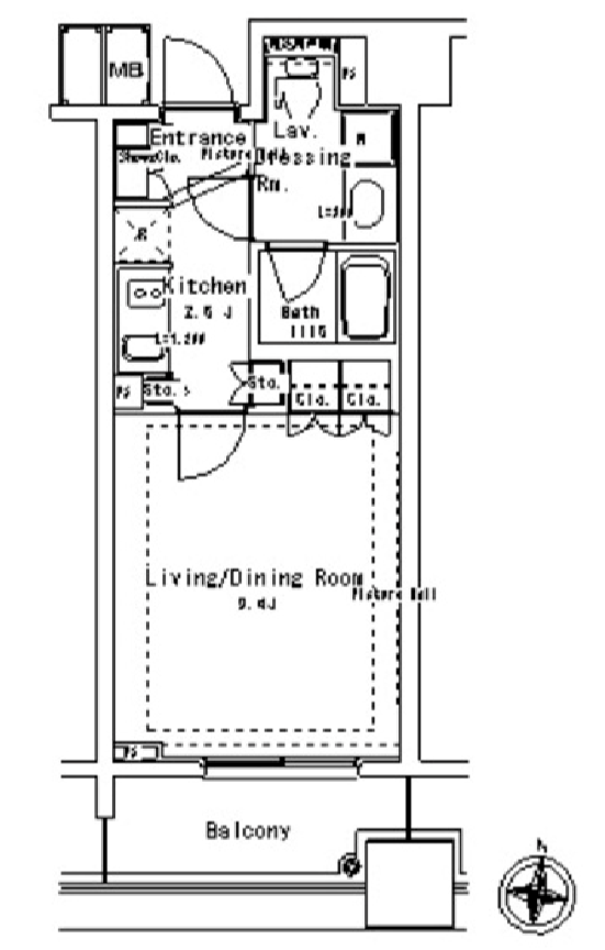 パークアクシス御茶ノ水ステージ　502号室　間取り