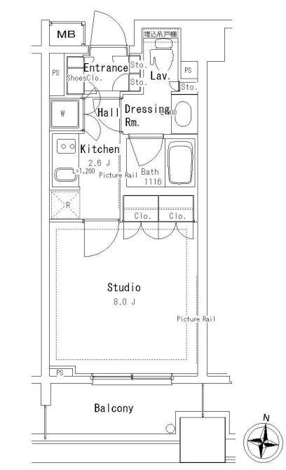 パークアクシス御茶ノ水ステージ　711号室　間取り
