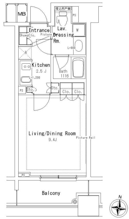 パークアクシス御茶ノ水ステージ　803号室　間取り
