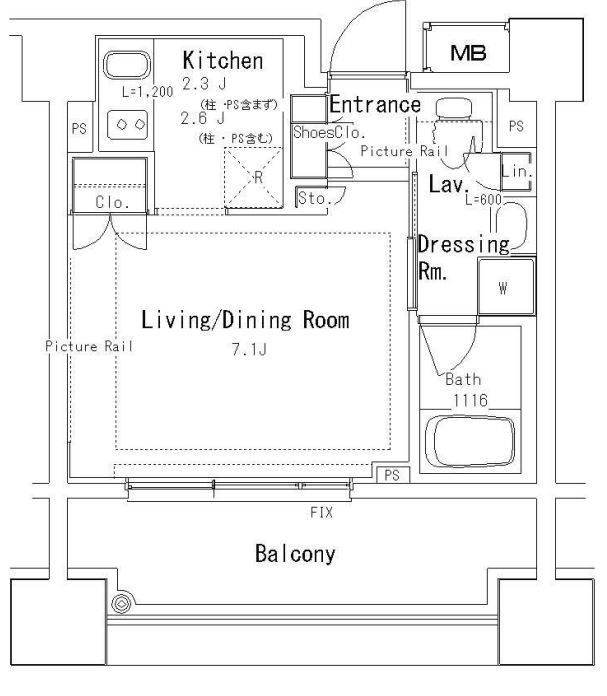 パークアクシス御茶ノ水ステージ　1222号室　間取り