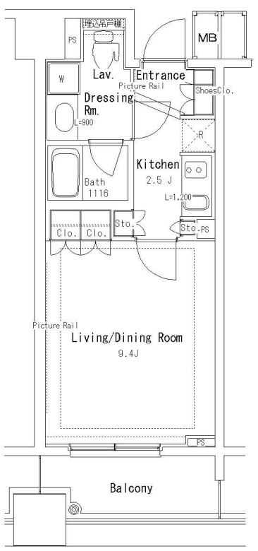 パークアクシス御茶ノ水ステージ　702号室　間取り