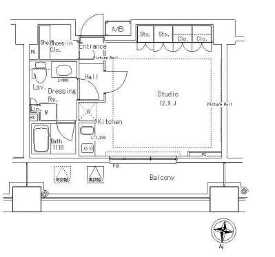 パークアクシス御茶ノ水ステージ　1123号室　間取り