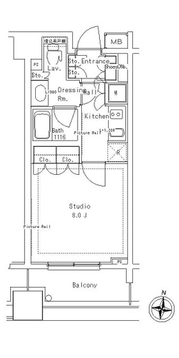 パークアクシス御茶ノ水ステージ　1310号室　間取り
