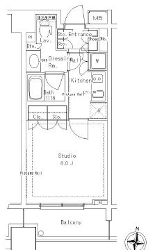 パークアクシス御茶ノ水ステージ　1408号室　間取り