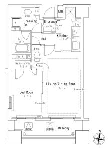 パークアクシス御茶ノ水ステージ　701号室　間取り