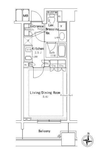 パークアクシス御茶ノ水ステージ　803号室　間取り