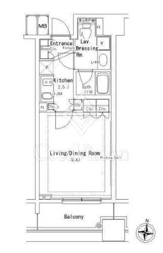 パークアクシス御茶ノ水ステージ　103号室　間取り