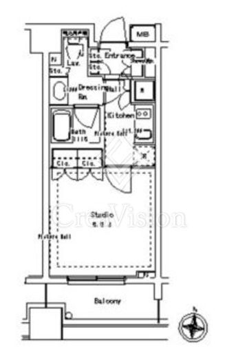 パークアクシス御茶ノ水ステージ　1210号室　間取り
