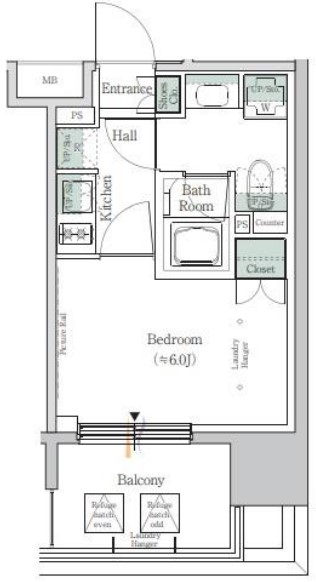 ワンルーフレジデンス田町（ONE ROOF RESIDENCE TAMACHI）　1121号室　間取り