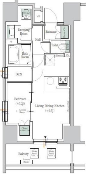 ワンルーフレジデンス田町（ONE ROOF RESIDENCE TAMACHI）　201号室　間取り