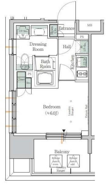 ワンルーフレジデンス田町（ONE ROOF RESIDENCE TAMACHI）　1018号室　間取り