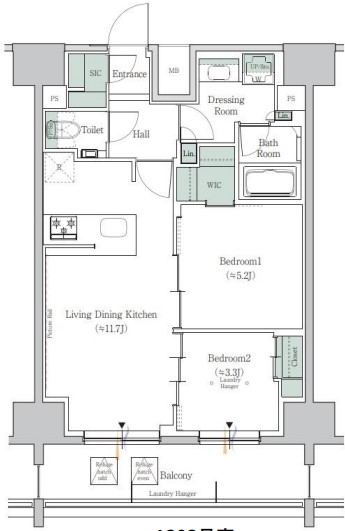 ワンルーフレジデンス田町（ONE ROOF RESIDENCE TAMACHI）　1207号室　間取り