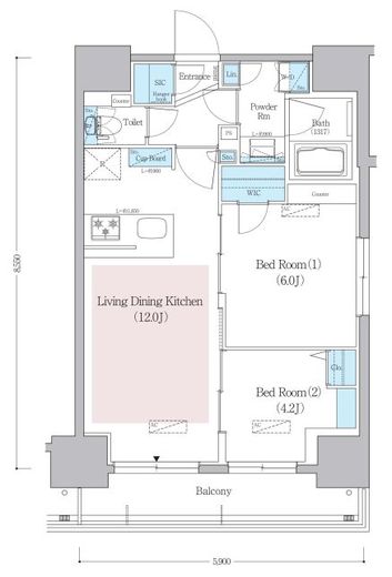 アーバネックス蔵前レジデンス　1401号室　間取り