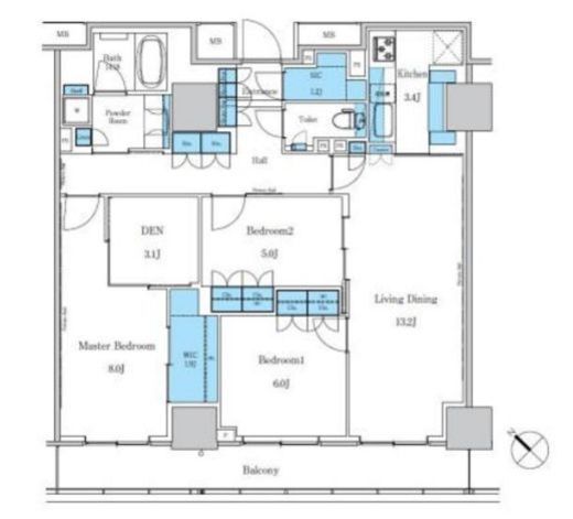 パークアクシス滝野川ラブリーズ　1203号室　間取り