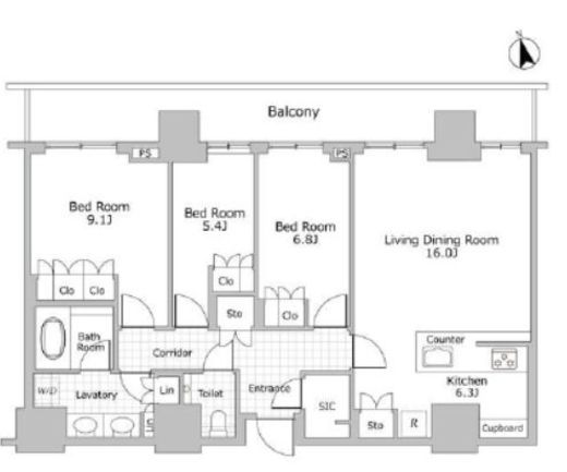ブランズ渋谷桜丘　2407号室　間取り