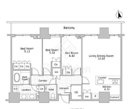 ブランズ渋谷桜丘　2607号室　間取り