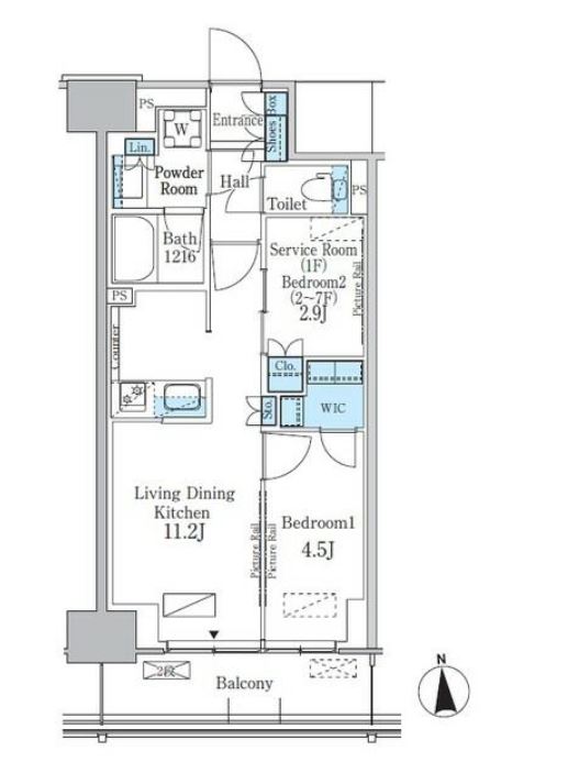 パークアクシス新宿百人町　711号室　間取り