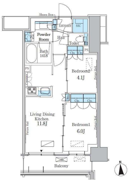 パークアクシス新宿百人町　604号室　間取り