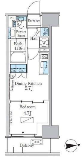 パークアクシス新宿百人町　128号室　間取り