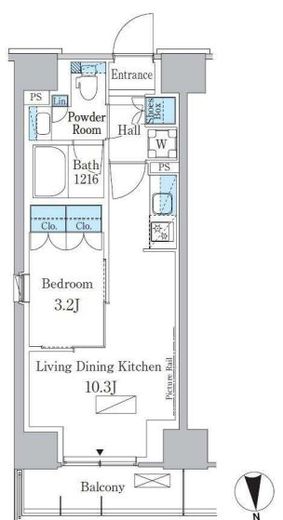パークアクシス新宿百人町　302号室　間取り