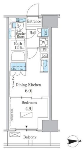 パークアクシス新宿百人町　335号室　間取り