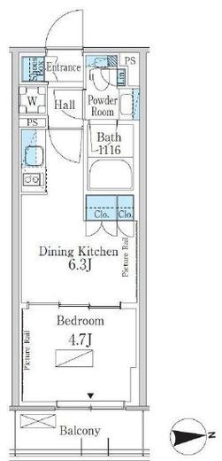 パークアクシス新宿百人町　336号室　間取り