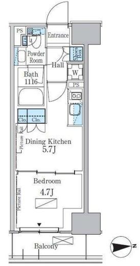 パークアクシス新宿百人町　439号室　間取り