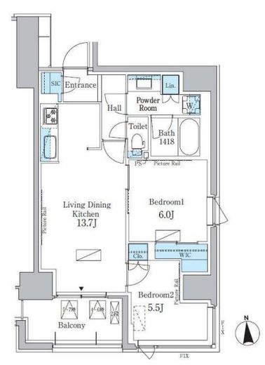 パークアクシス新宿百人町　503号室　間取り